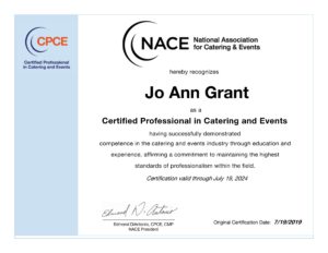 Jo Ann M. Grant of Apropos Creations received the CPCE Designation
